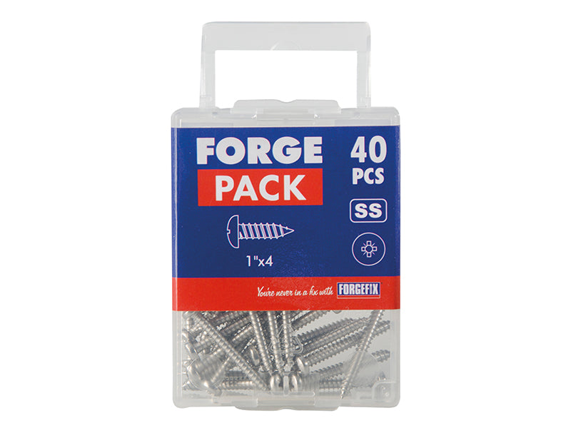 ForgeFix Self-Tapping Screws, Pozi, Pan Head, A2 Stainless Steel