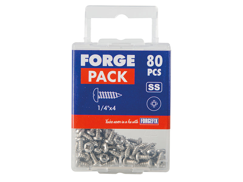 ForgeFix Self-Tapping Screws, Pozi, Pan Head, A2 Stainless Steel