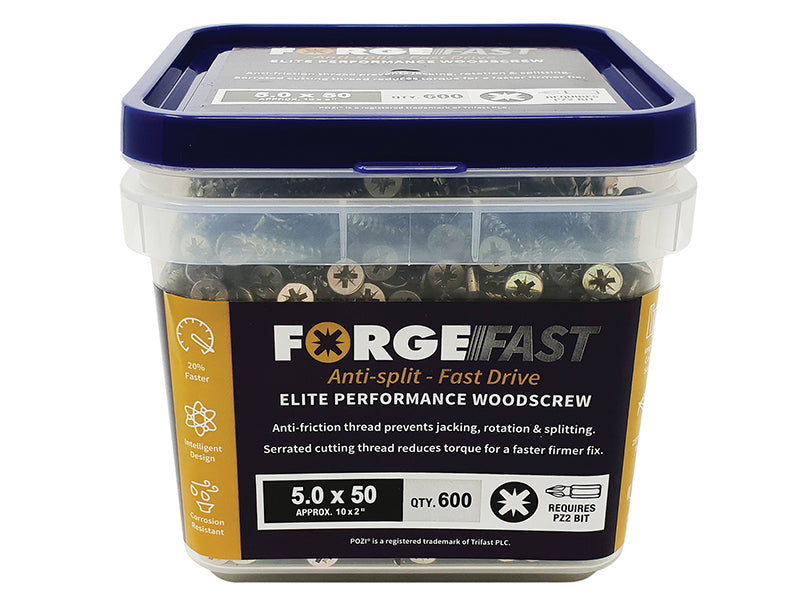 ForgeFix ForgeFast Pozi Compatible Wood Screws, Tub