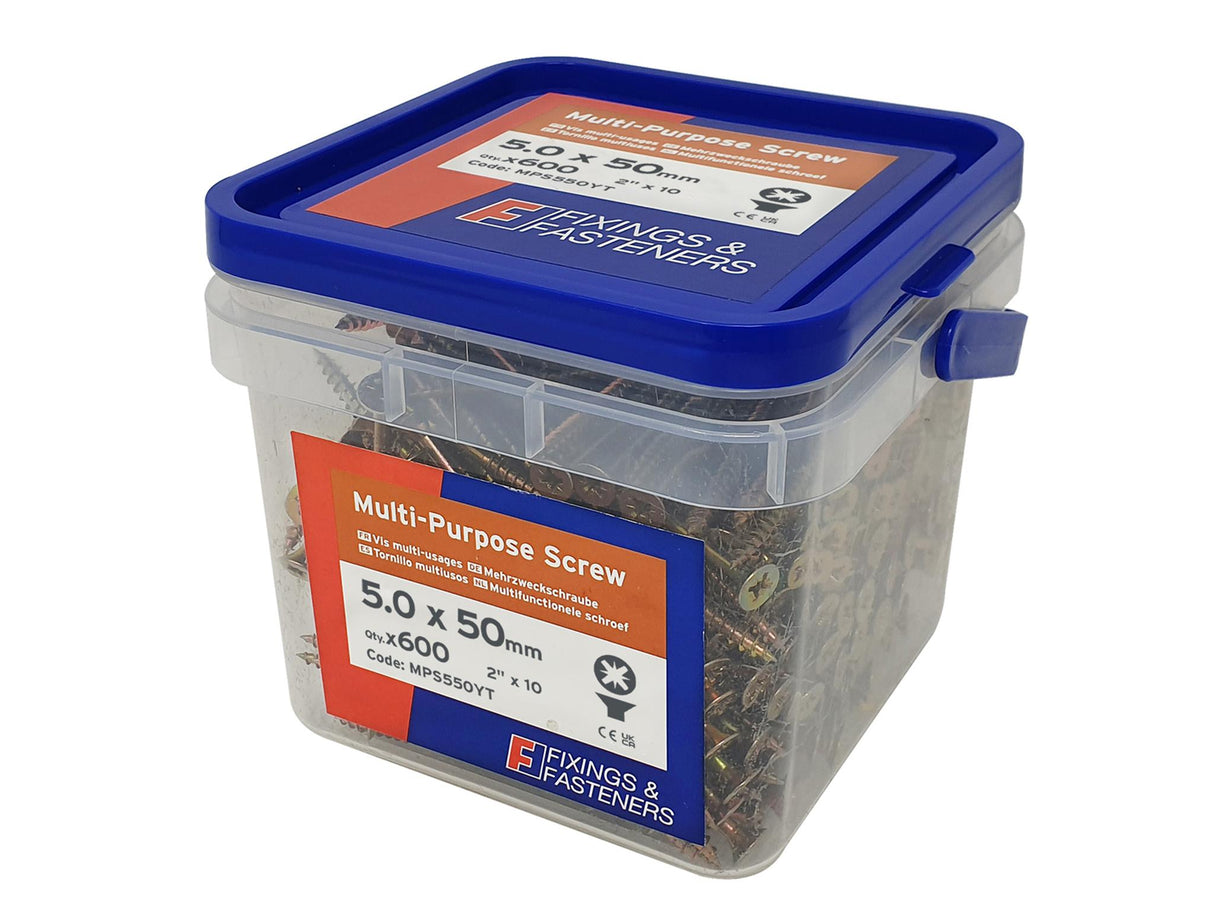 ForgeFix Multi-Purpose Pozi Compatible Screw CSK ST ZYP 5.0 x 50mm Tub 600