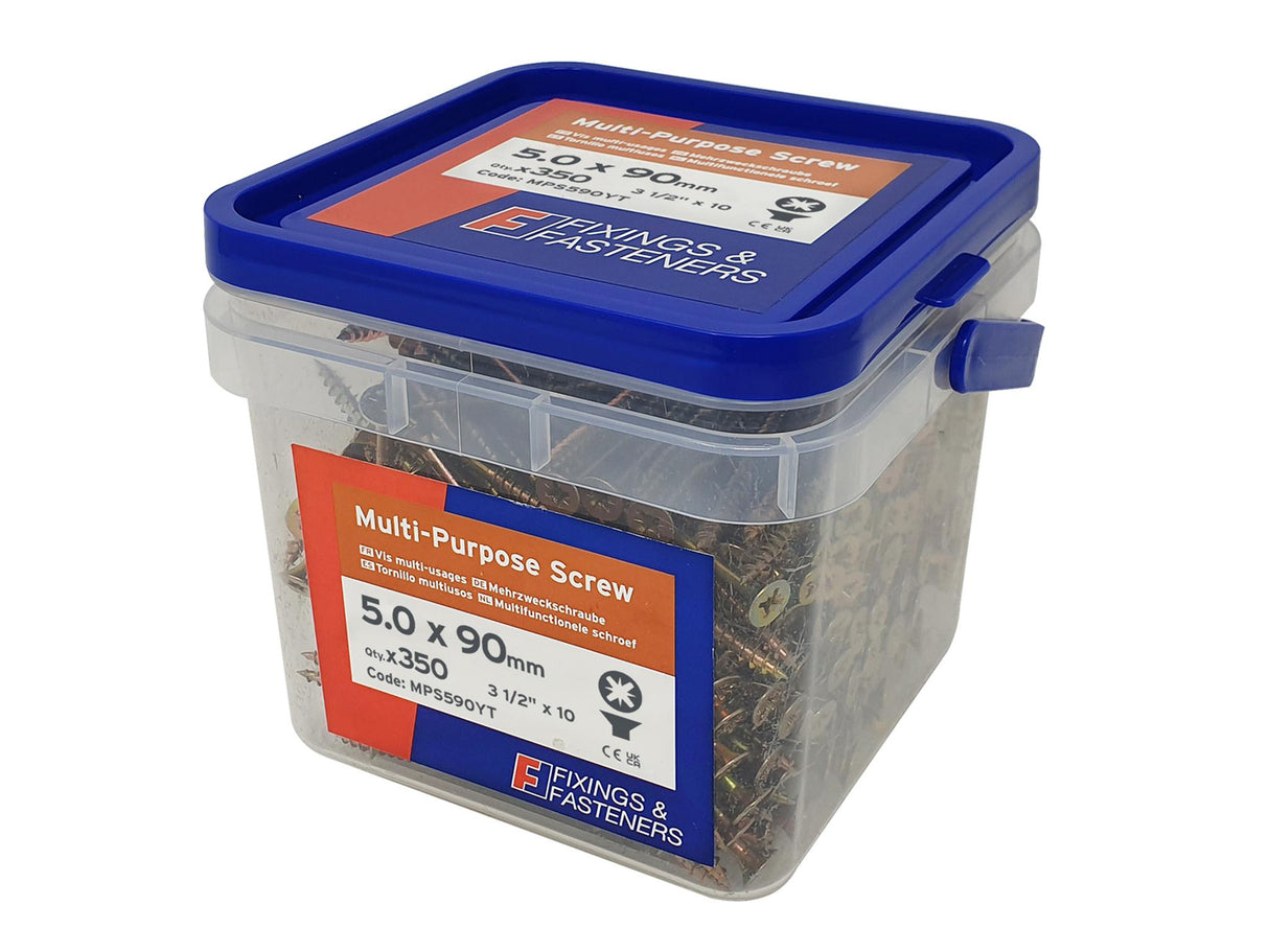 ForgeFix Multi-Purpose Pozi Compatible Screw CSK ST ZYP 5.0 x 90mm Tub 350