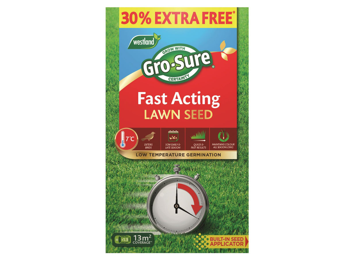 Gro-Sure Fast Acting Lawn Seed 10m² + 30% Free