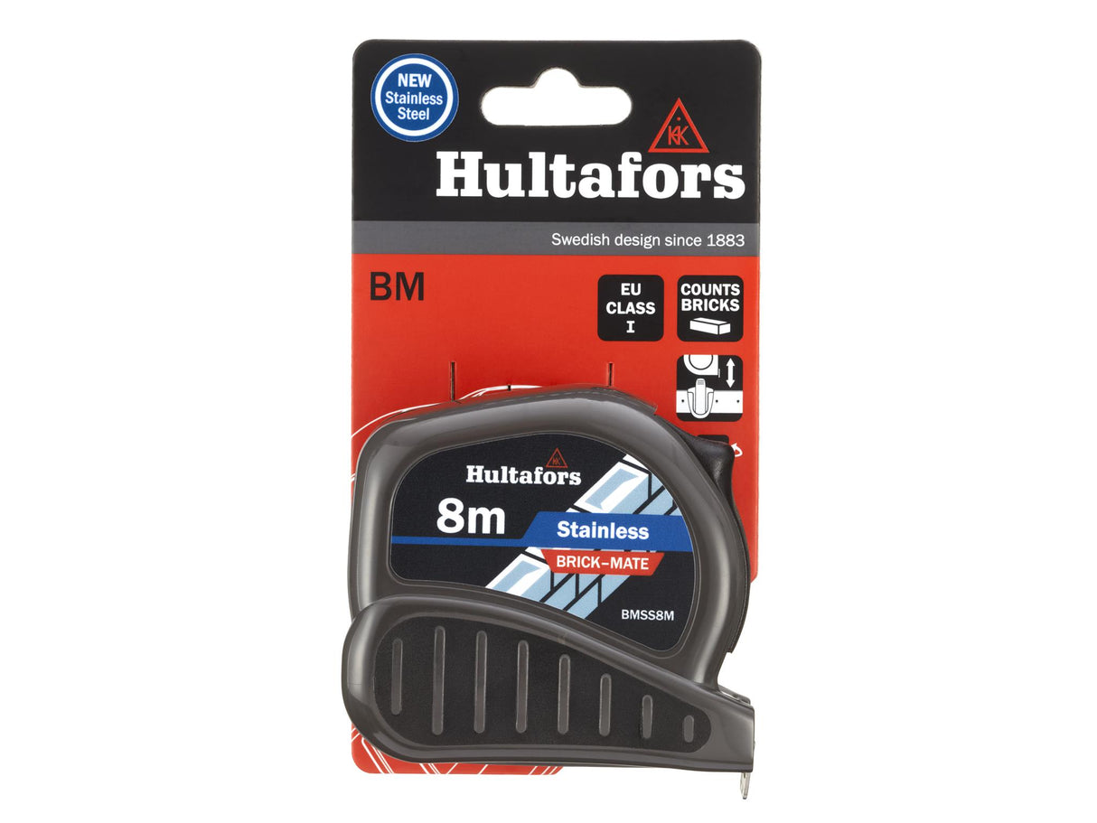 Hultafors BMSS8M Brick-Mate Stainless Steel Pocket Tape 8m (Metric only)
