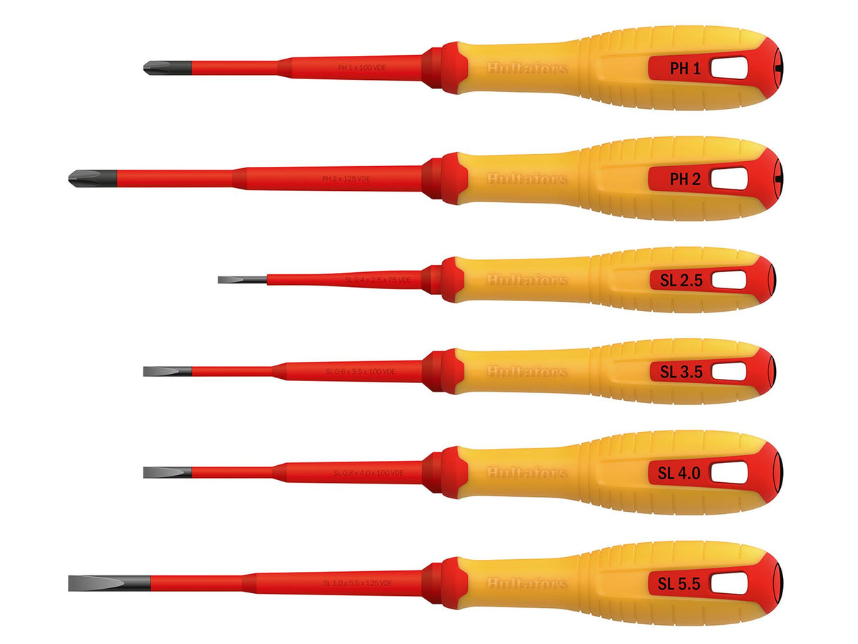 Hultafors VDE Phillips & Slotted Screwdriver Set, 6 Piece