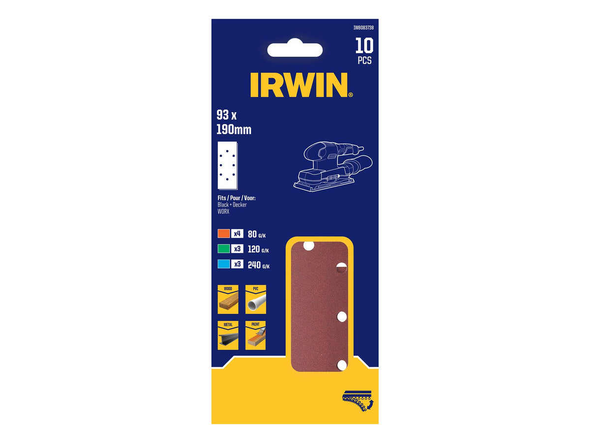 IRWIN® 1/3 Punched Quick Fit Sanding Sheet Set, 10 Piece