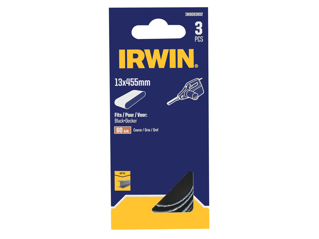 IRWIN® Powerfile Zirconium Sanding Belt 13 x 451mm 60G (Pack 3)