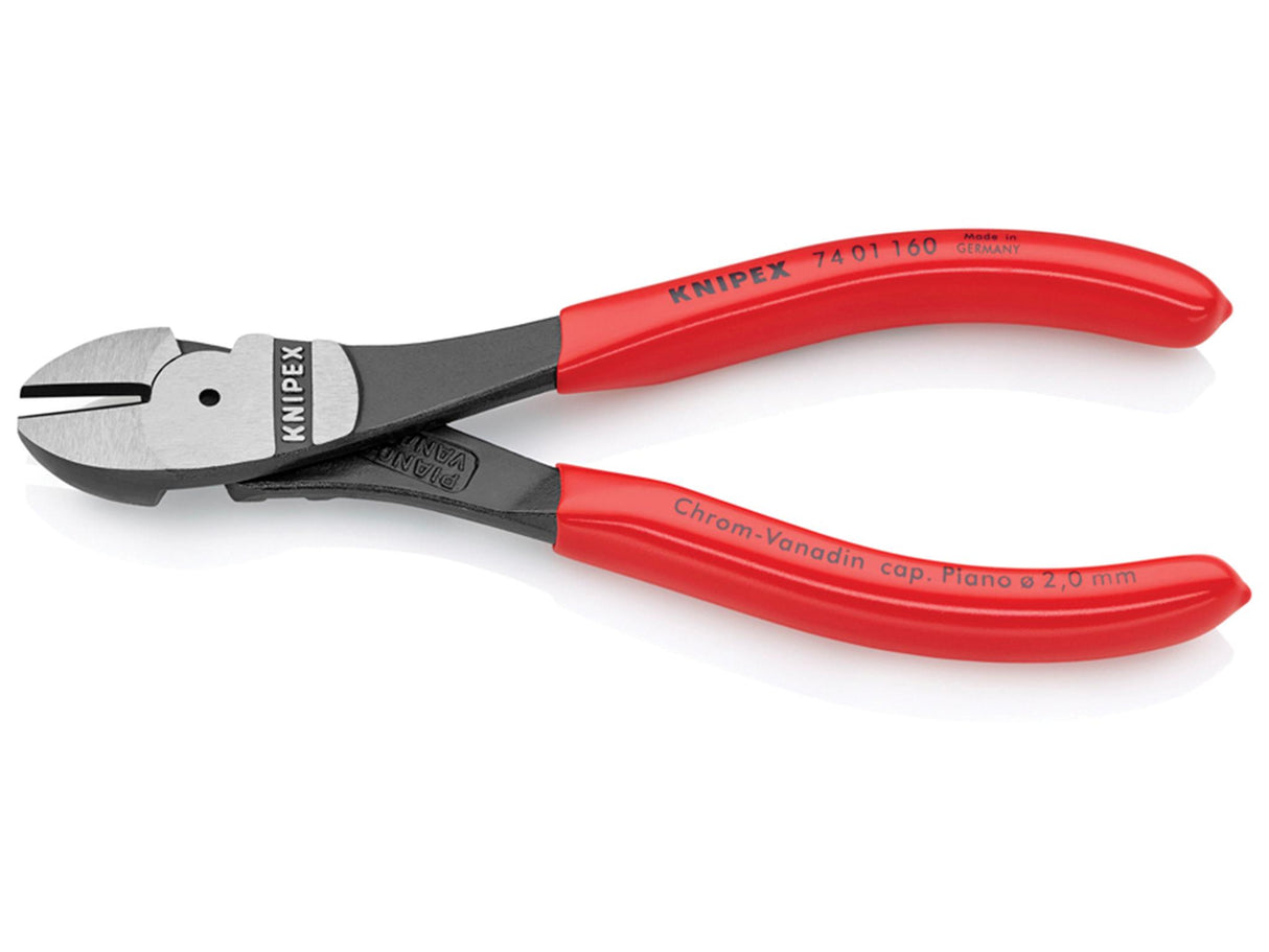 Knipex 74 01 Series High Leverage Diagonal Cutters, PVC Grips