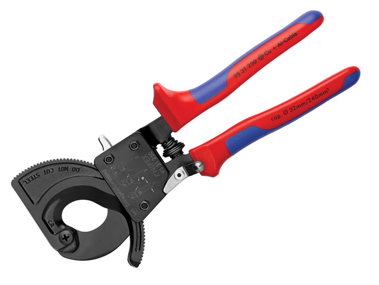 Knipex 95 31 Series Ratchet Action Cable Shears, Multi-Component Grip