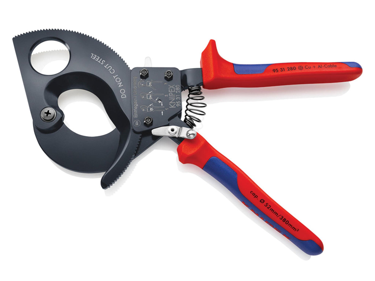 Knipex 95 31 Series Ratchet Action Cable Shears, Multi-Component Grip