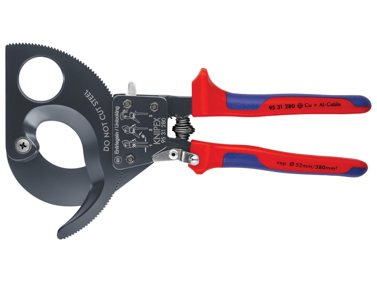 Knipex 95 31 Series Ratchet Action Cable Shears, Multi-Component Grip