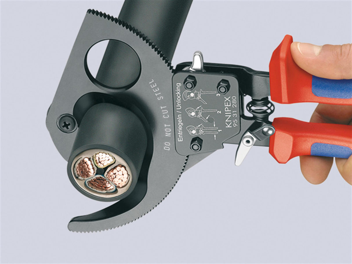 Knipex 95 31 Series Ratchet Action Cable Shears, Multi-Component Grip