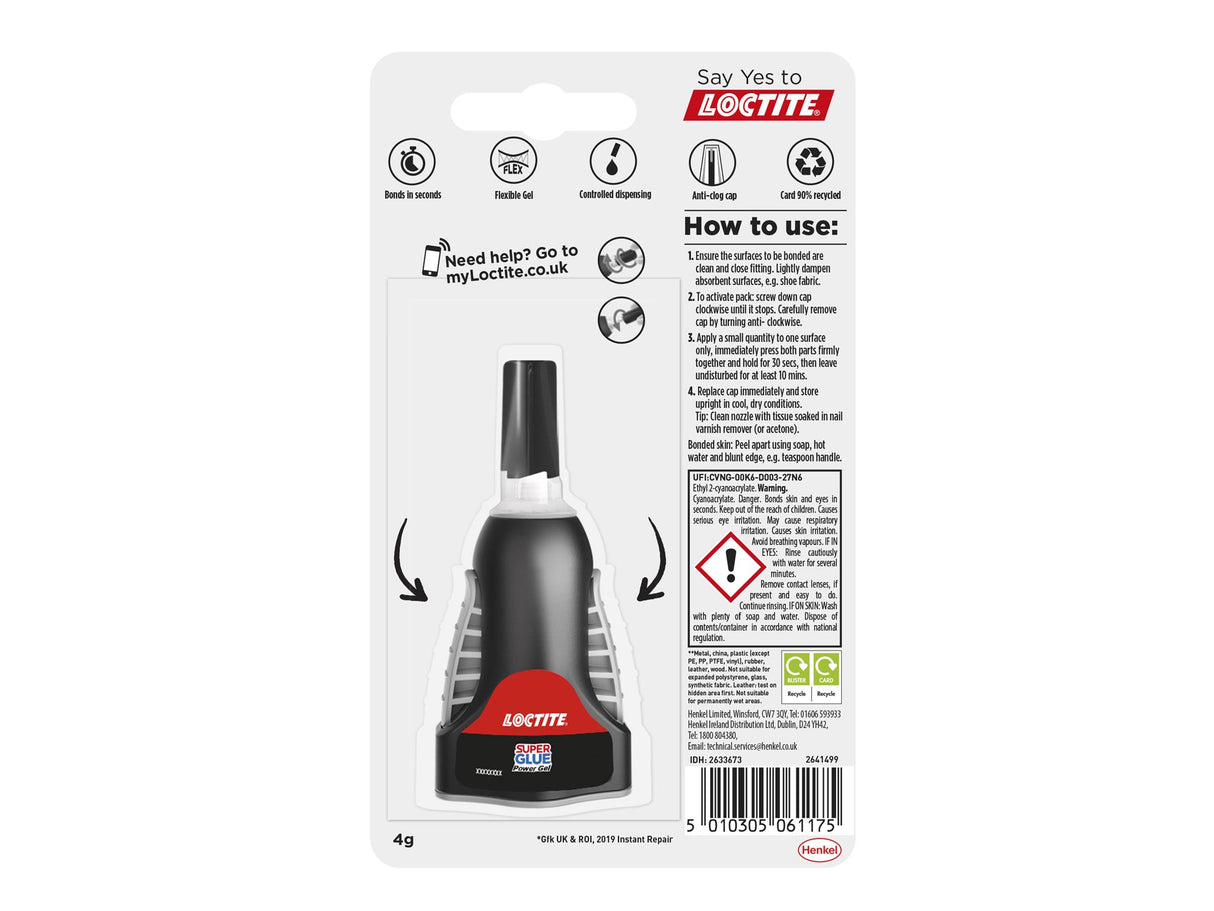 Loctite Super Glue Power Flex Control, Gel Bottle 4g