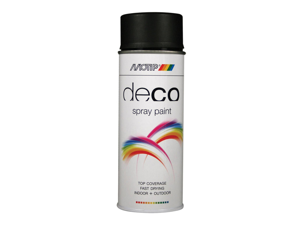 MOTIP® Deco Spray Paint Satin Matt RAL 9005 Deep Black 400ml