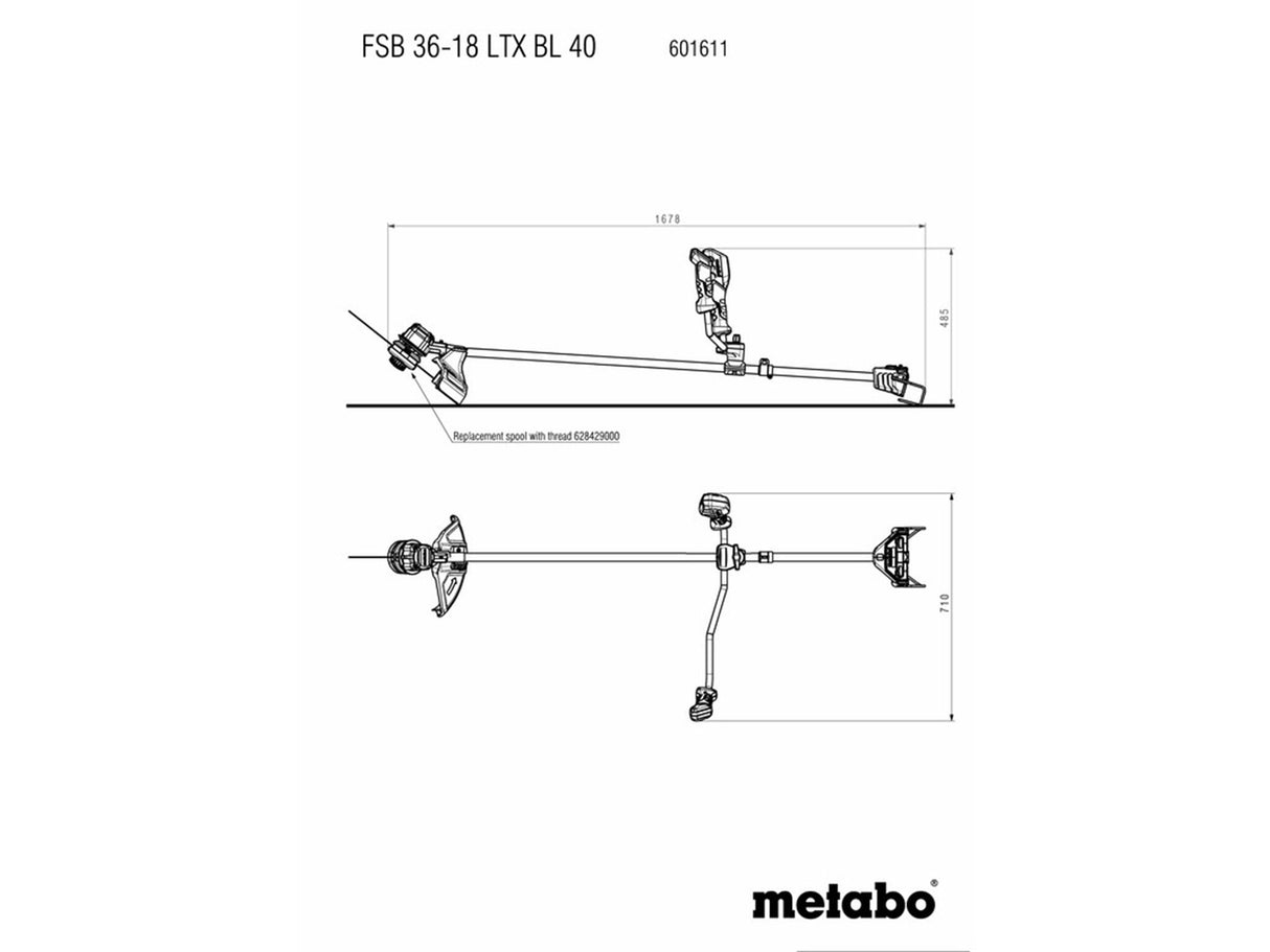 Metabo FSB 36-18 LTX BL 40 Bike Handle Line Trimmer 36V Bare Unit