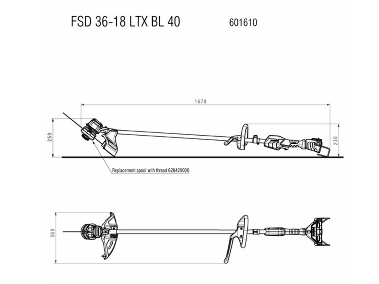 Metabo FSD 36-18 LTX BL 40 Loop Handle Line Trimmer 36V Bare Unit