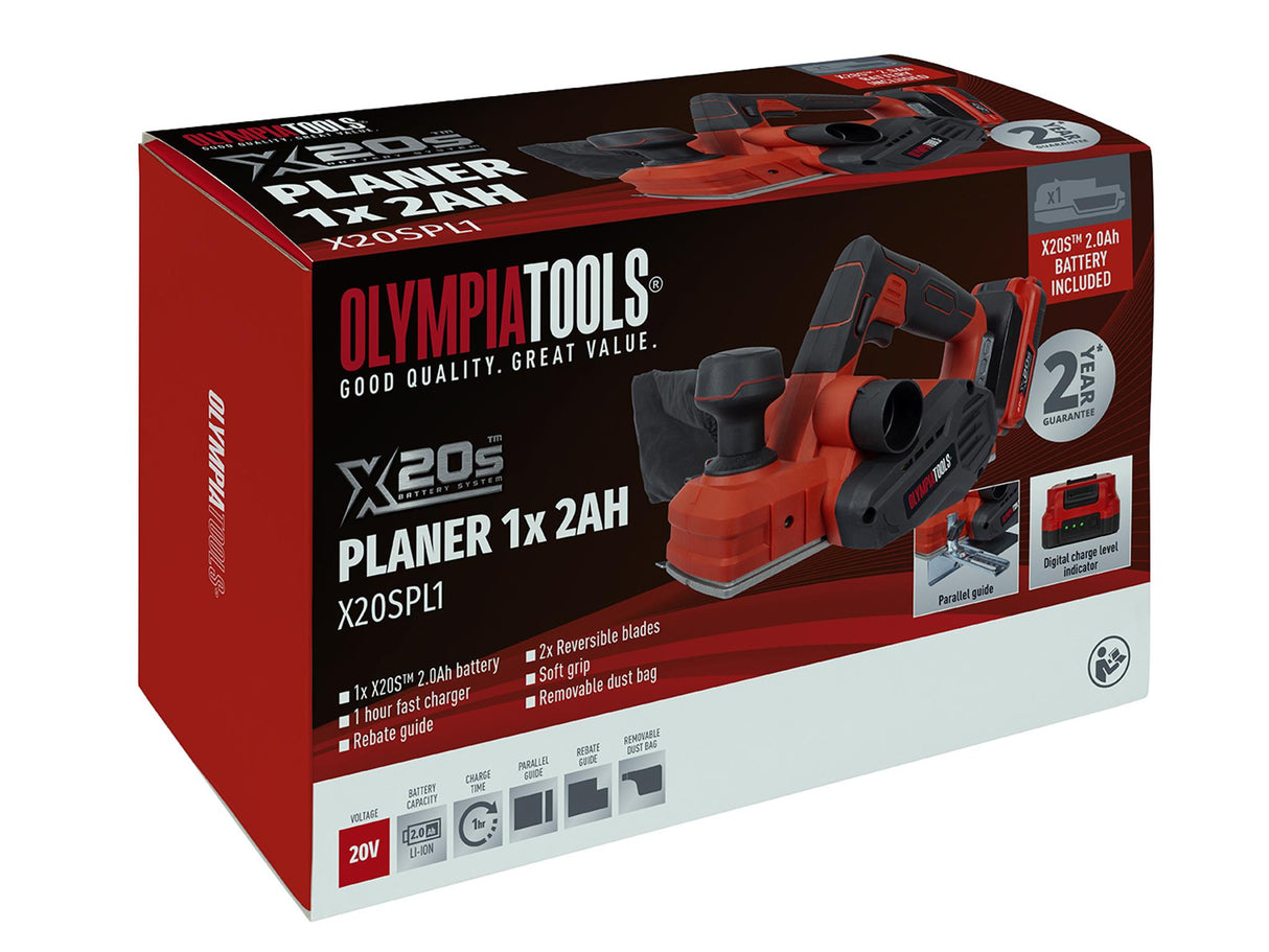 Olympia Power Tools X20S Planer 20V 1 x 2.0Ah Li-ion