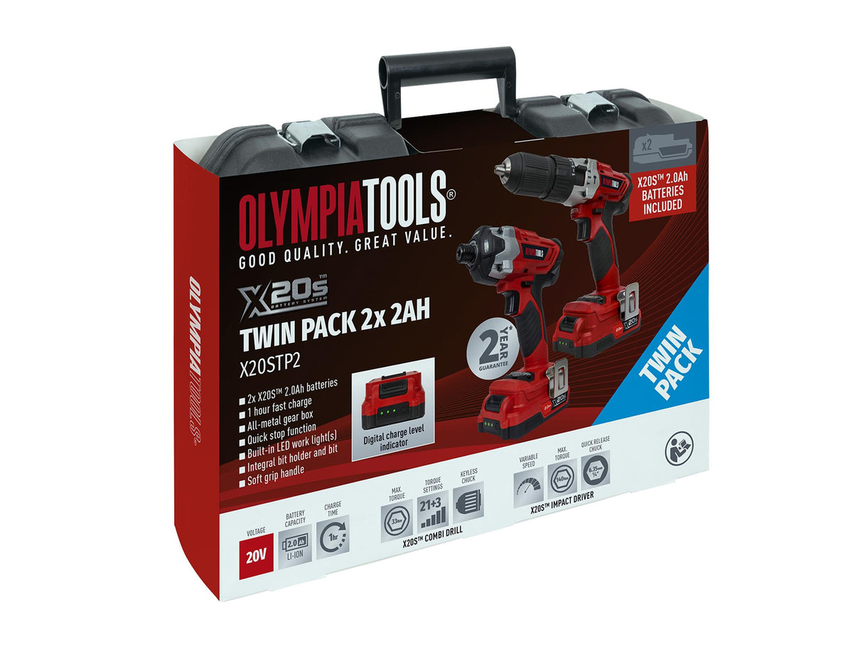 Olympia Power Tools X20S Twin Pack 20V 2 x 2.0Ah Li-ion