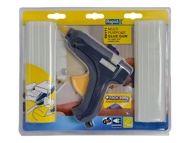 Rapid EG111 Multi Purpose Glue Gun & 500g 12mm Glue Sticks 250W 240V