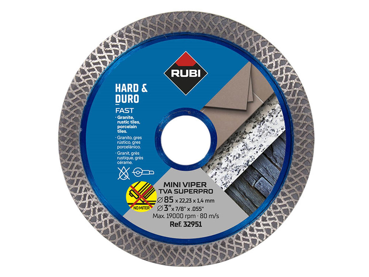 RUBI TILING TOOLS TVA 85 SUPERPRO Mini Turbo Viper Diamond Blade 85mm