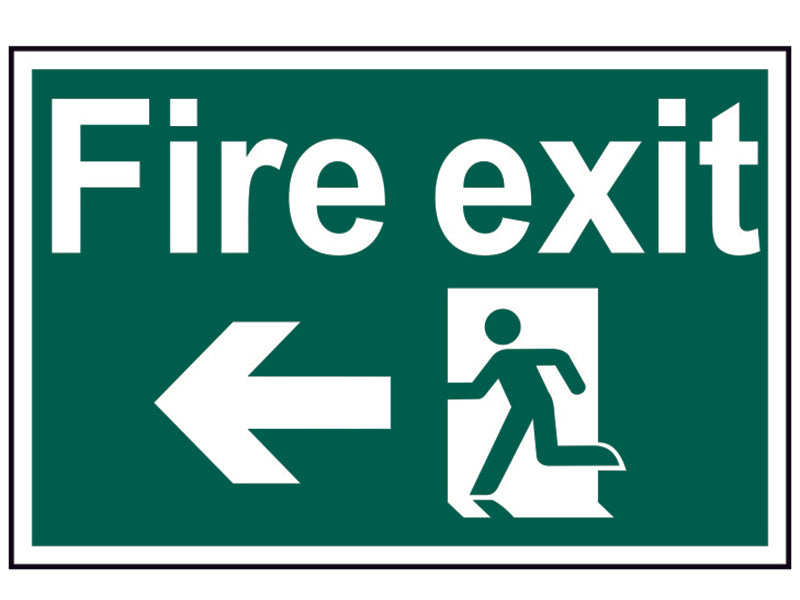 Scan Fire Exit Running Man Arrow Left - PVC Sign 300 x 200mm