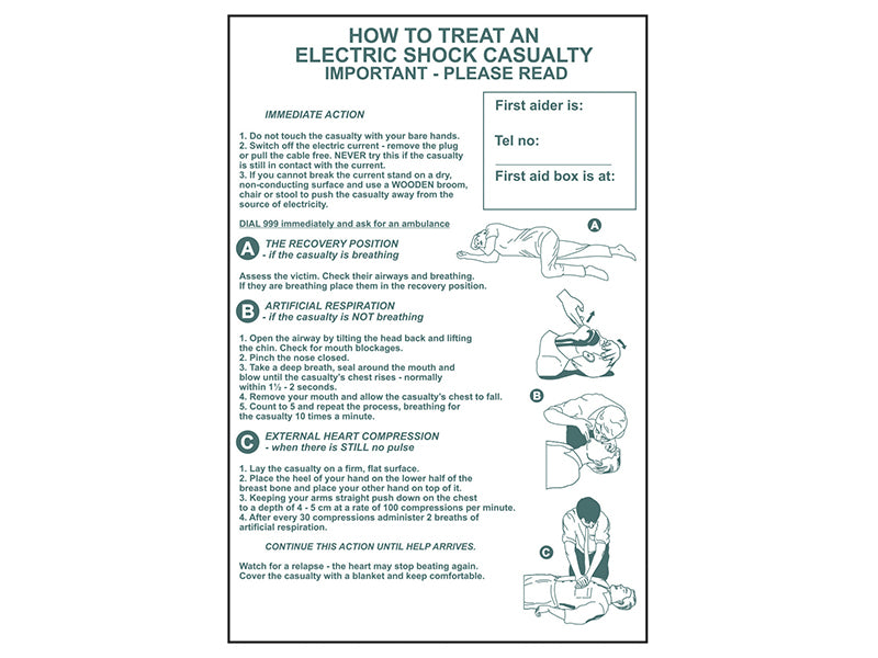 Scan How To Treat An Electric Shock Casualty - PVC Sign 400 x 600mm