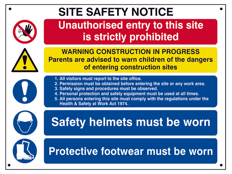 Scan Composite Site Safety Notice - FMX Sign 800 x 600mm