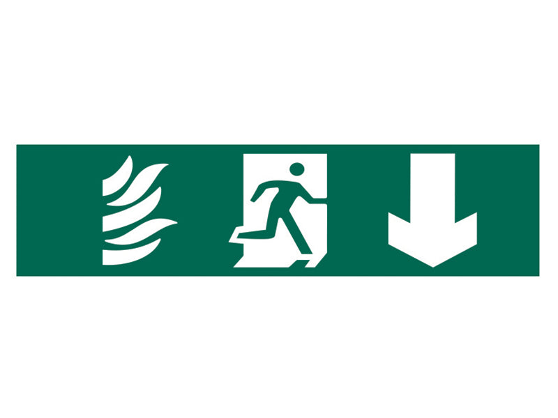 Scan Running Man Arrow Down - PVC Sign 200 x 50mm