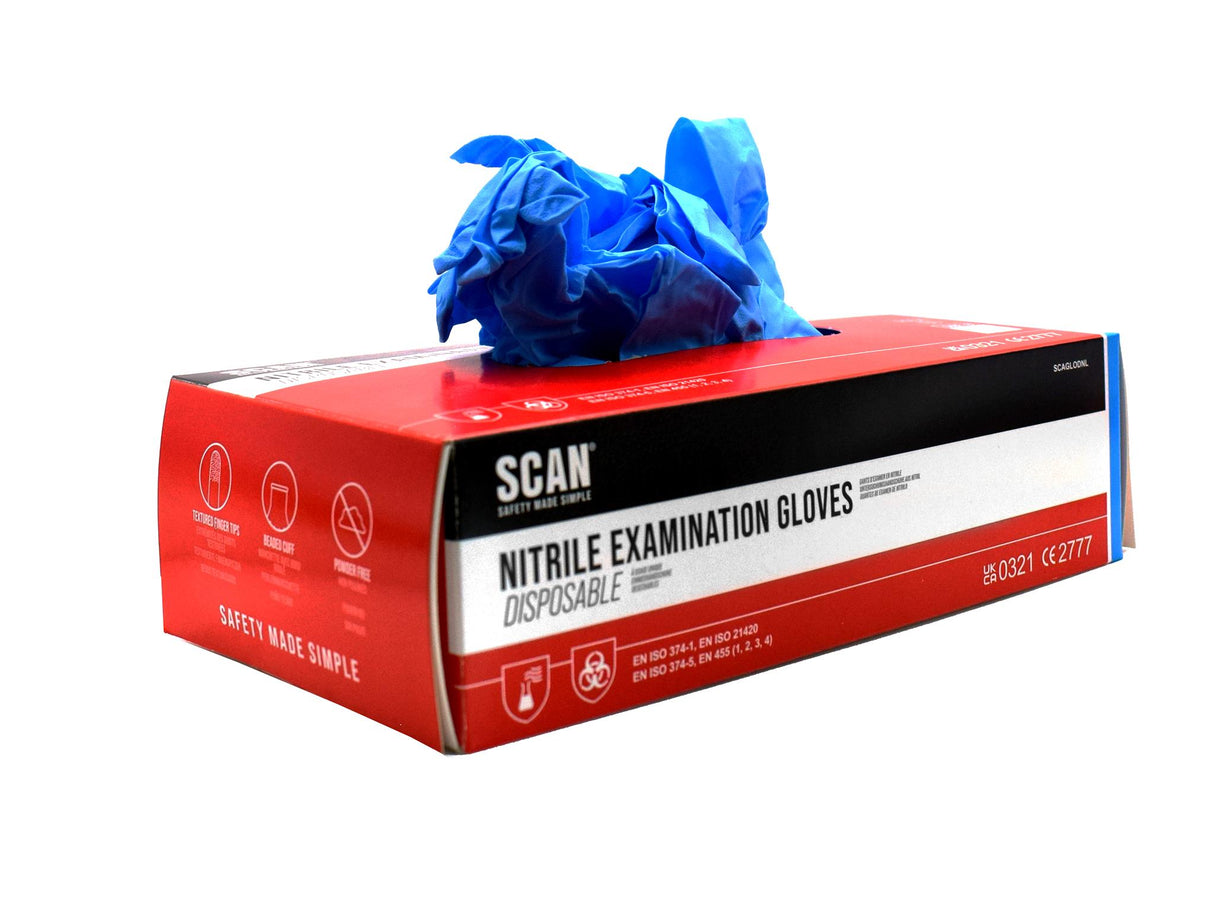 Scan Nitrile Disposable Gloves, Blue