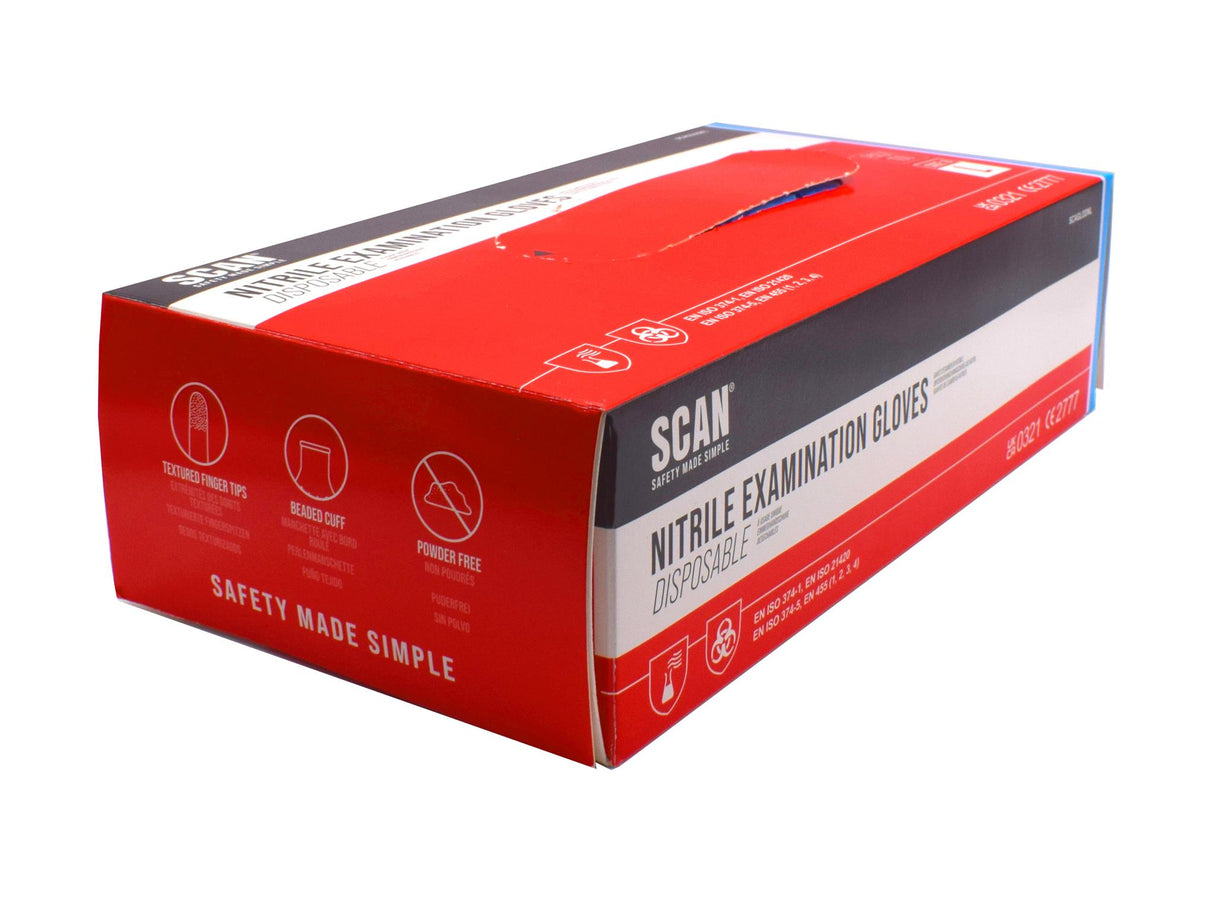 Scan Nitrile Disposable Gloves, Blue
