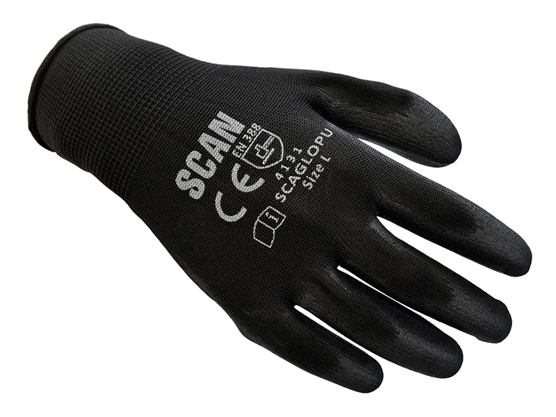 Scan Black PU Coated Gloves