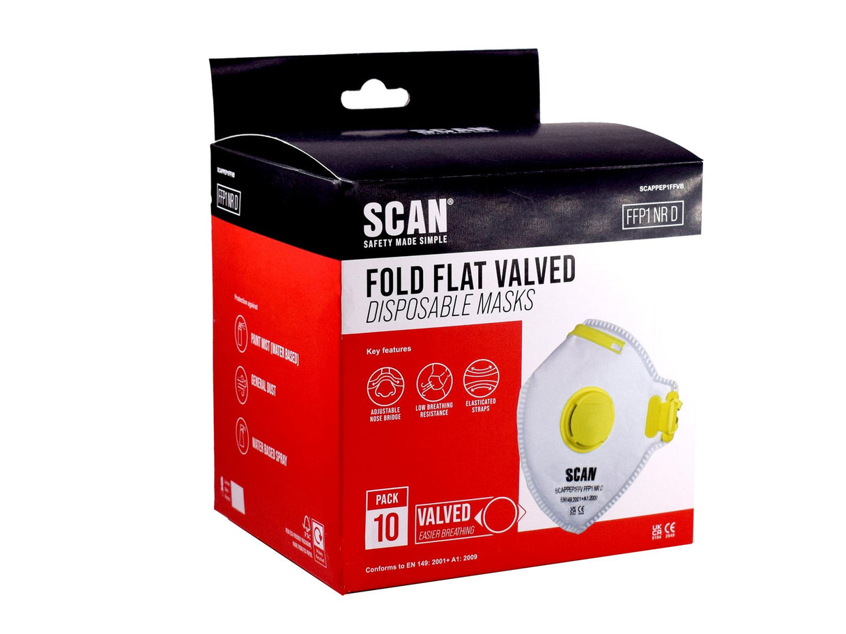 Scan Fold Flat Valved Disposable Masks FFP1