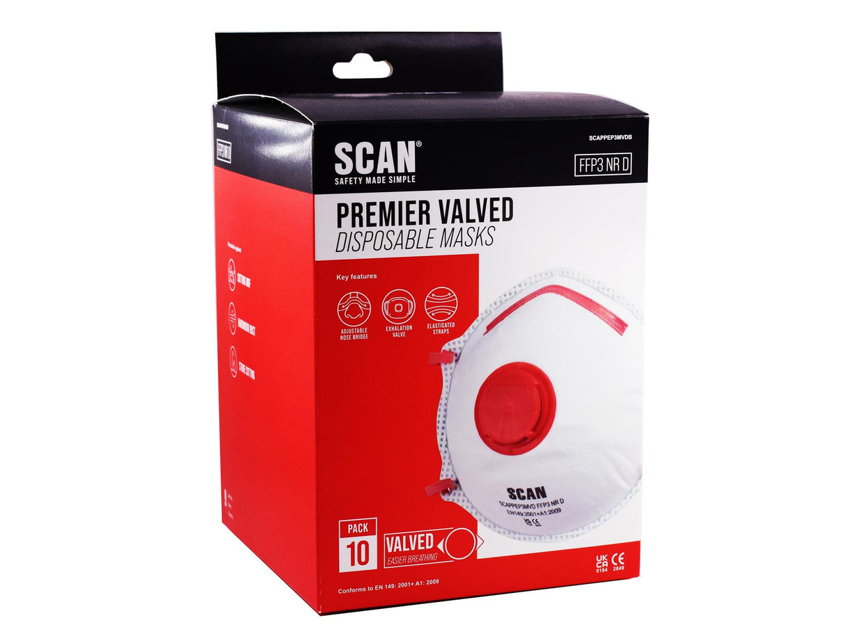Scan Moulded Disposable Valved Masks FFP3 (Pack 10)