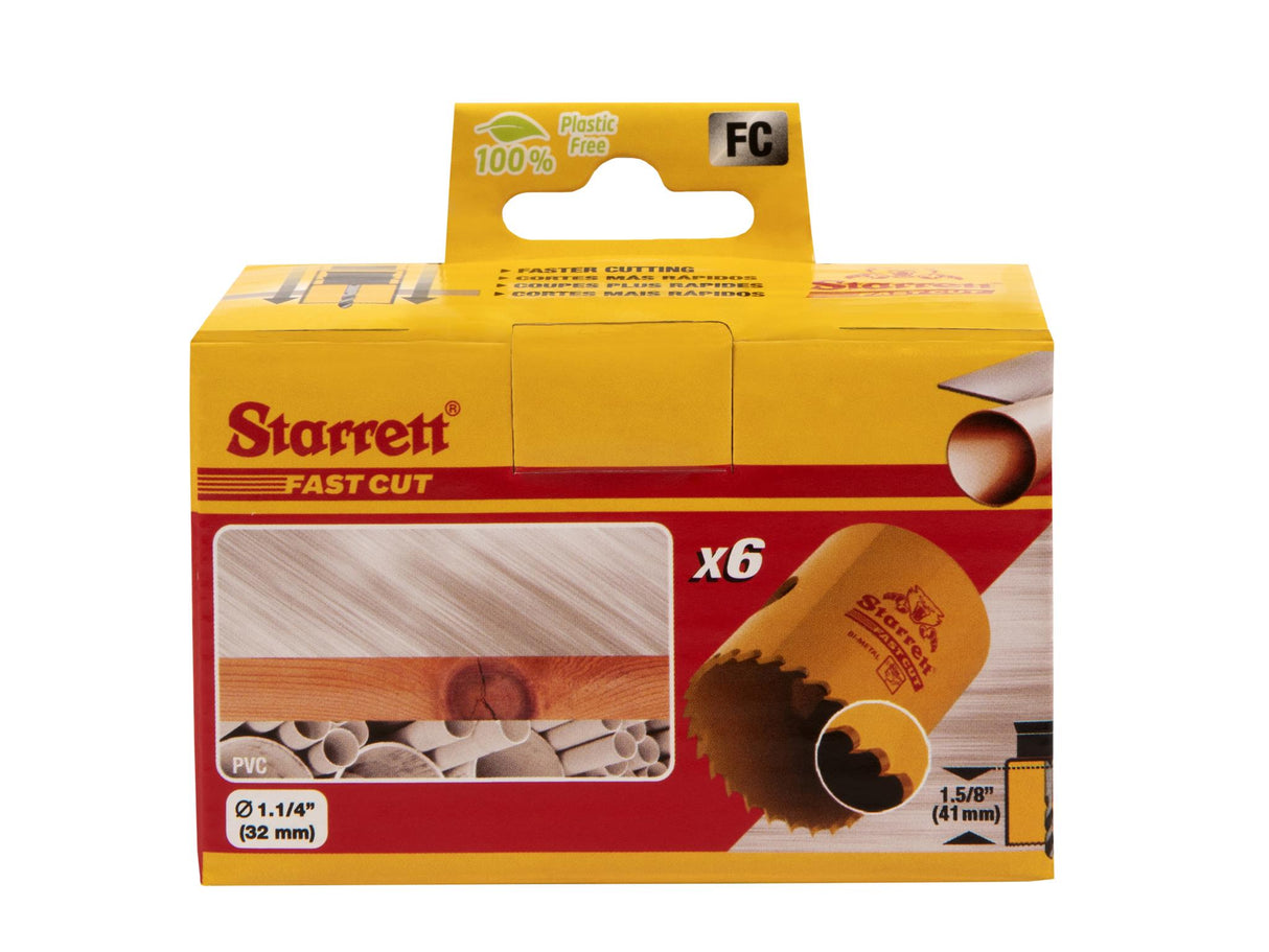 Starrett FCH0114 Fast Cut Bi-Metal Holesaw 32mm Bulk Pack of 6