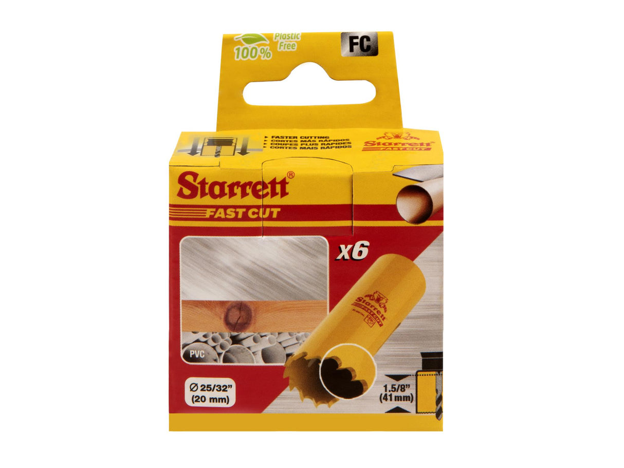 Starrett FCH2532 Fast Cut Bi-Metal Holesaw 20mm Bulk Pack of 6