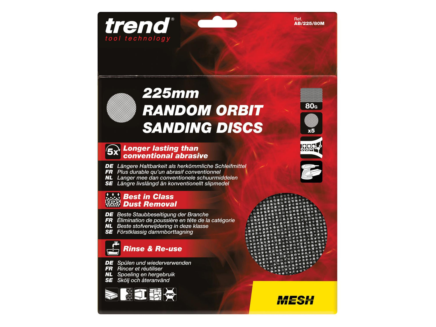Trend Mesh Random Orbital Sanding Discs 225mm