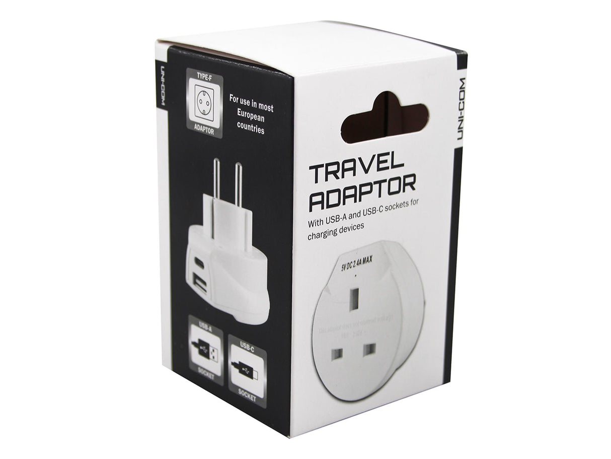 Uni-Com Travel Socket with USB Charger