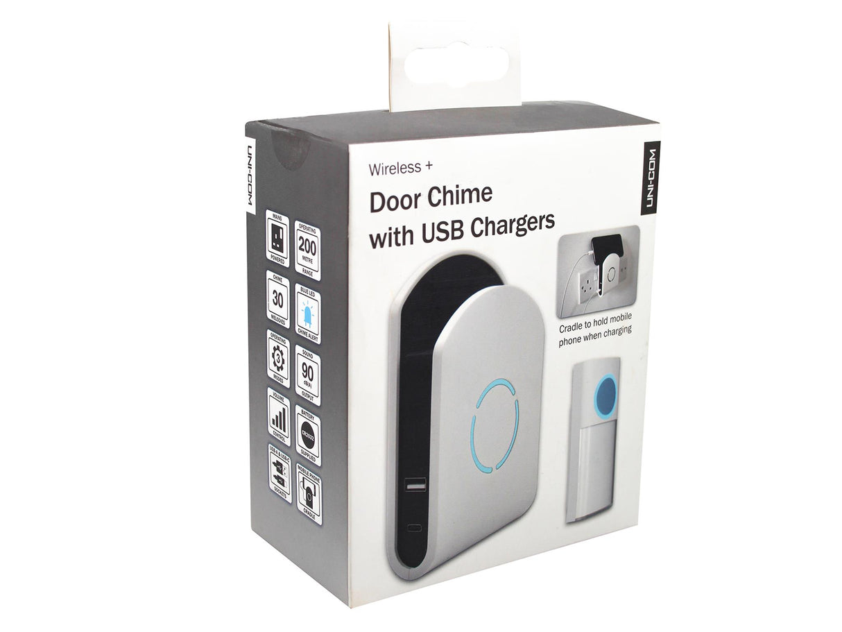 Uni-Com Plug-in Door Chime with USB Charger