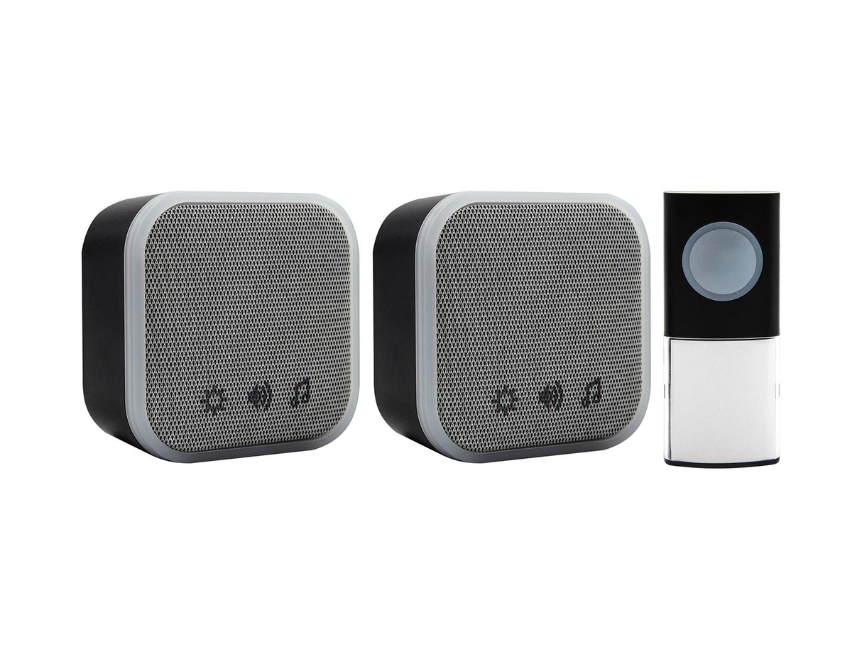 Uni-Com Portable and Plug-In Door Chime Set, Black