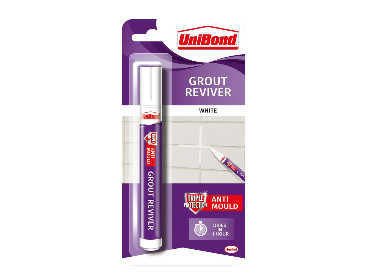 UniBond Triple Protect Grout Reviver Wall Pen 7ml Ice White
