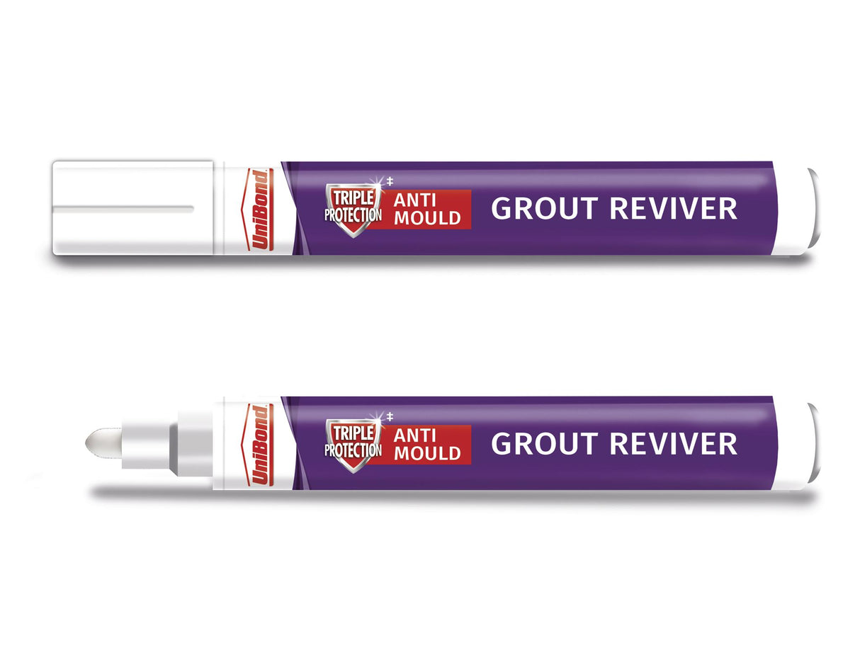 UniBond Triple Protect Grout Reviver Wall Pen 7ml Ice White