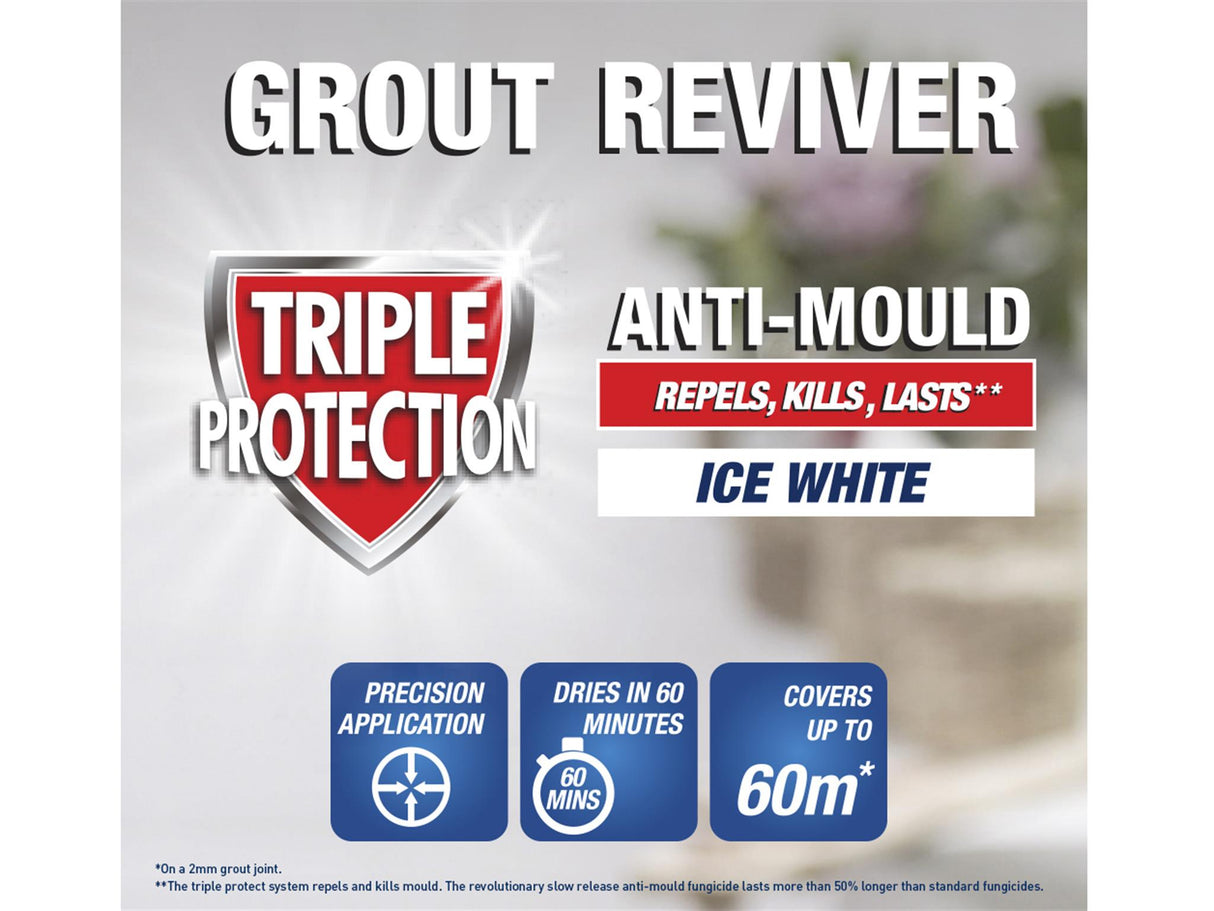 UniBond Triple Protect Grout Reviver Wall Pen 7ml Ice White