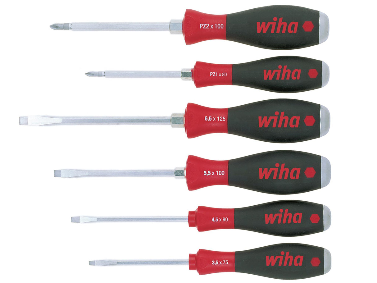 Wiha SoftFinish® SL/PZ Hex Blade Screwdriver Set, 6 Piece