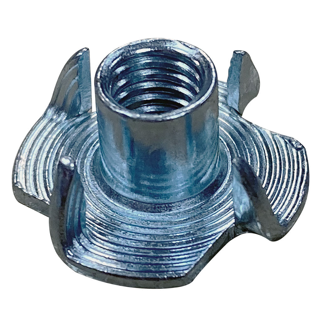 M5 X 8.0mm Pronged Tee Nut Zinc Four Prongs Bulk - 5000 box qty