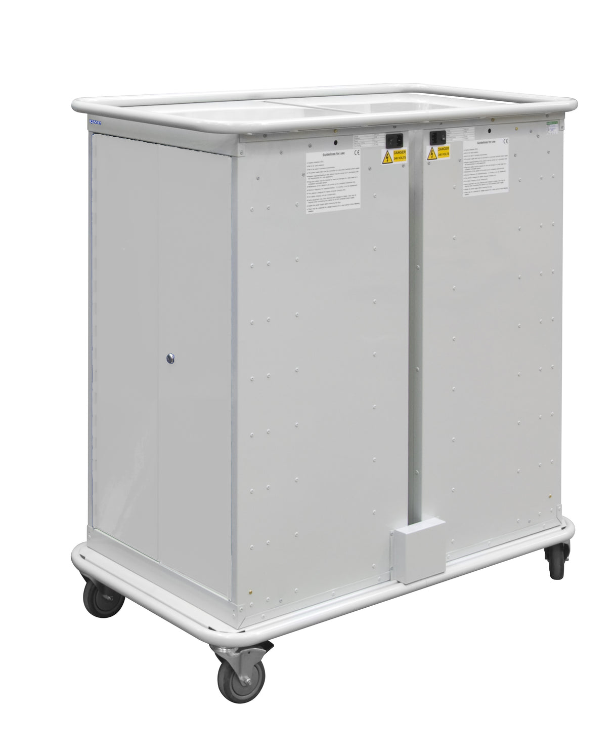 Narrow Aisle Laptop & Tablet Storage Trolleys 1200x525x1220 - 16 Tiers, 4 Doors - Light Grey