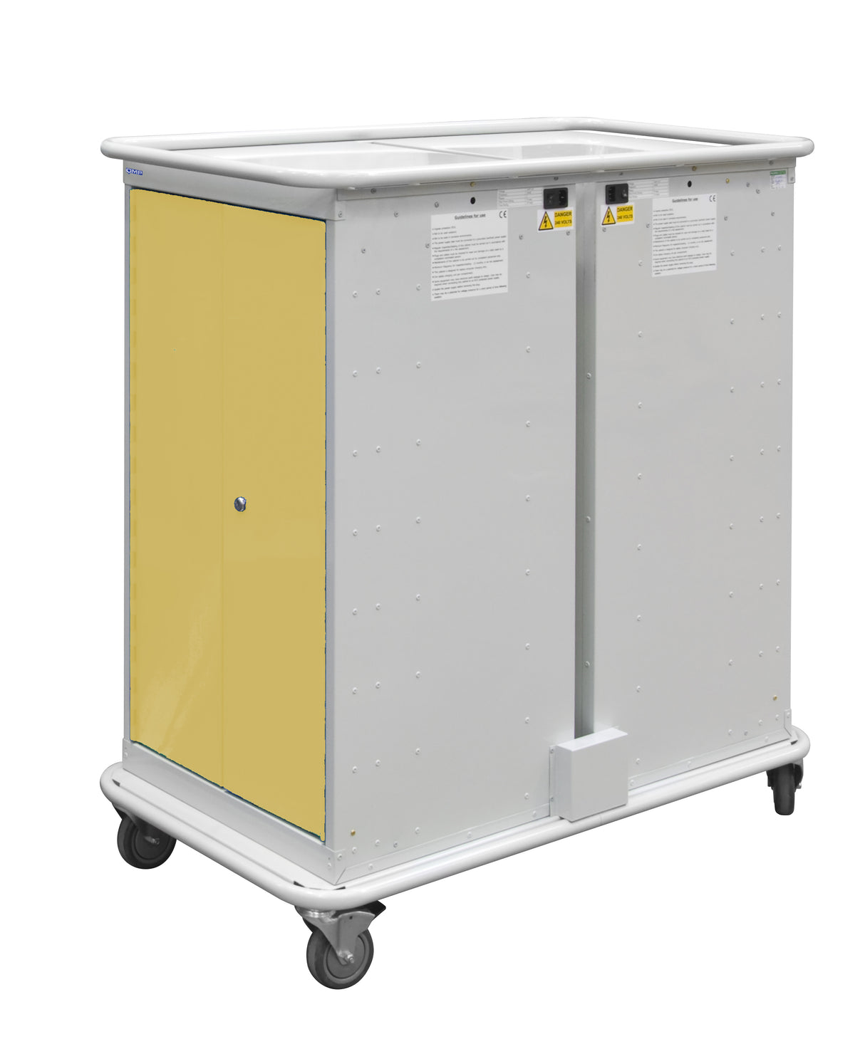 Narrow Aisle Laptop & Tablet Storage Trolleys 1200x525x1220 - 16 Tiers, 4 Doors - Yellow