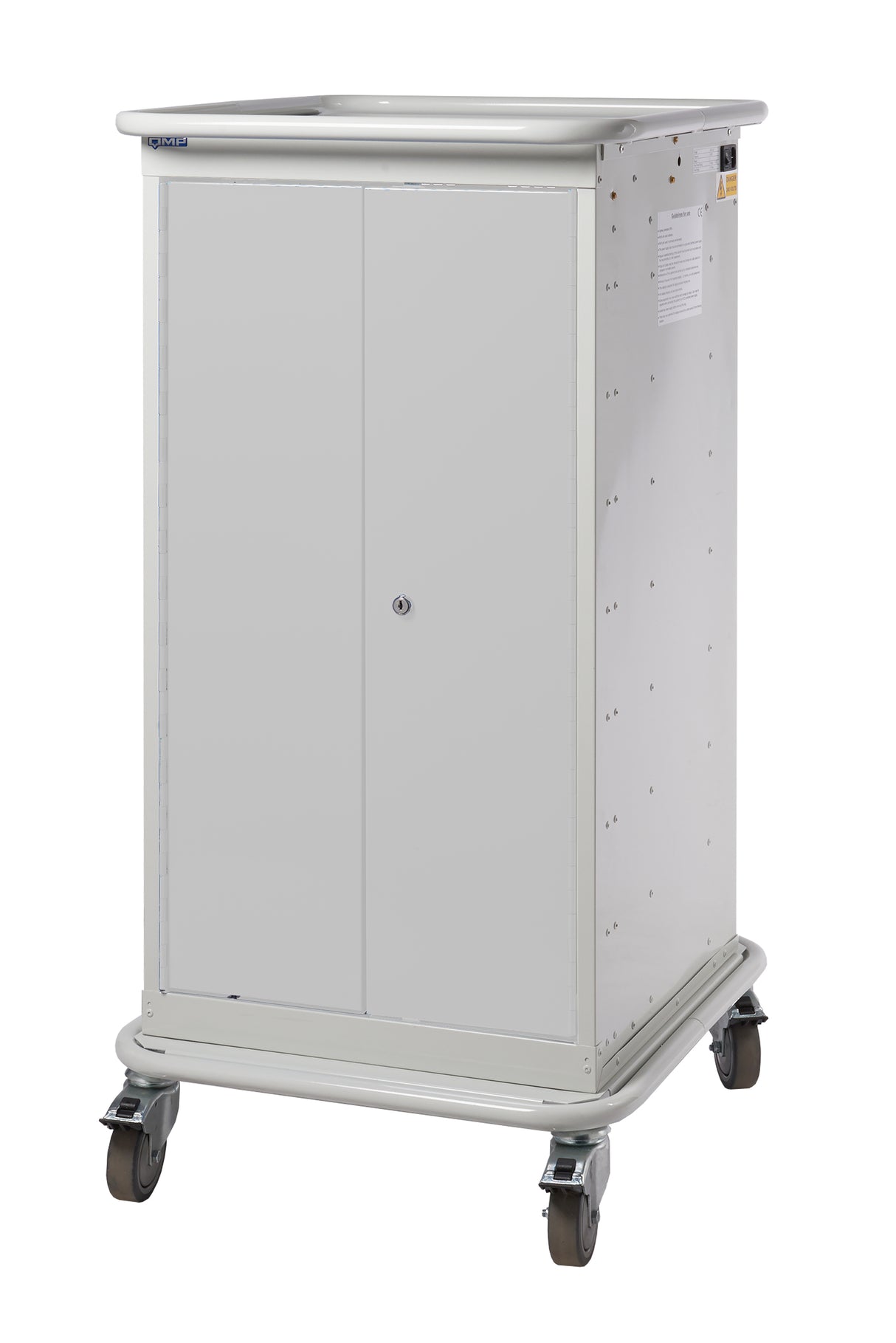 Narrow Aisle Laptop & Tablet Storage Trolleys 1200x525x670 - 8 Tiers, 2 Doors - Light Grey