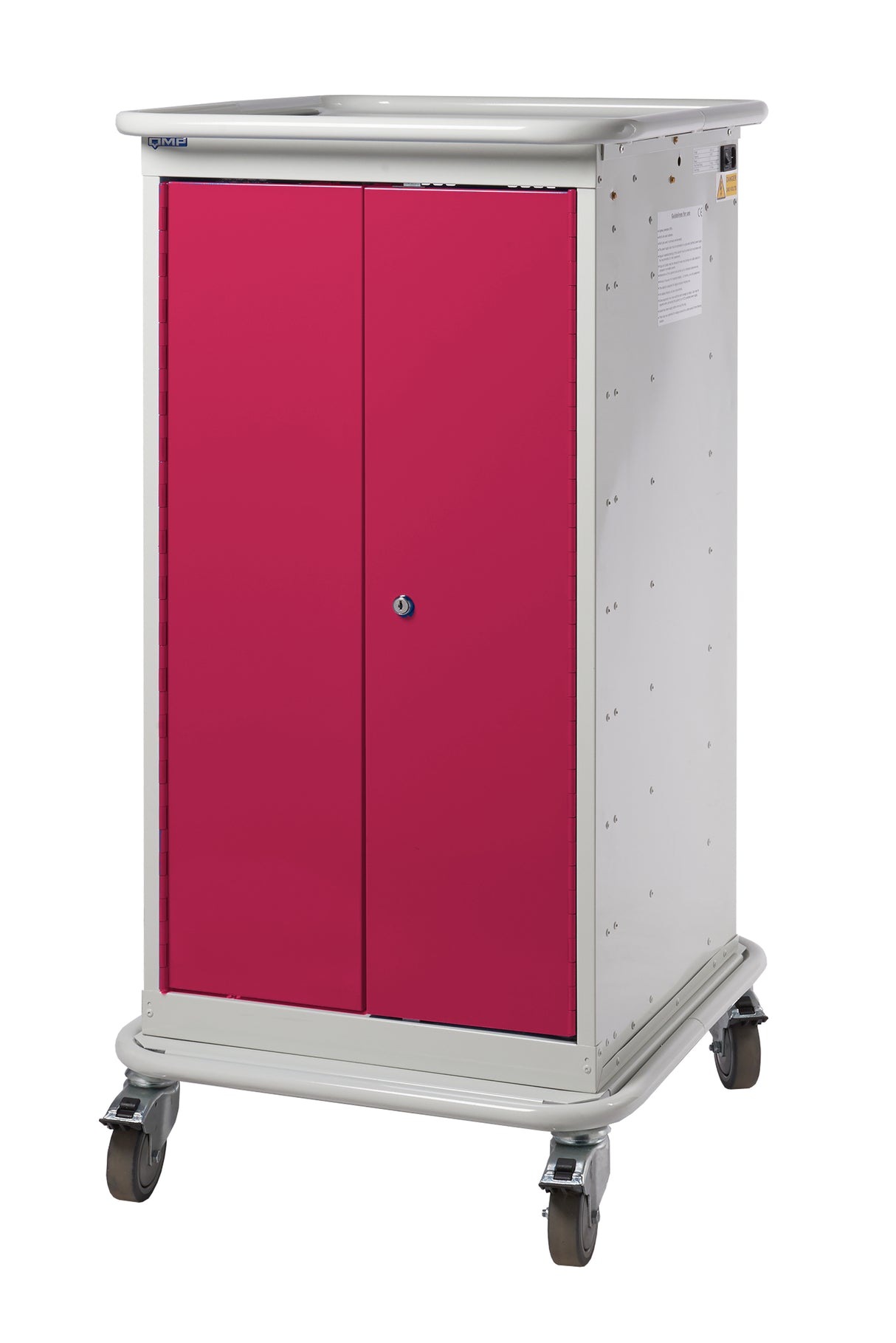 Narrow Aisle Laptop & Tablet Storage Trolleys 1200x525x670 - 8 Tiers, 2 Doors - Red