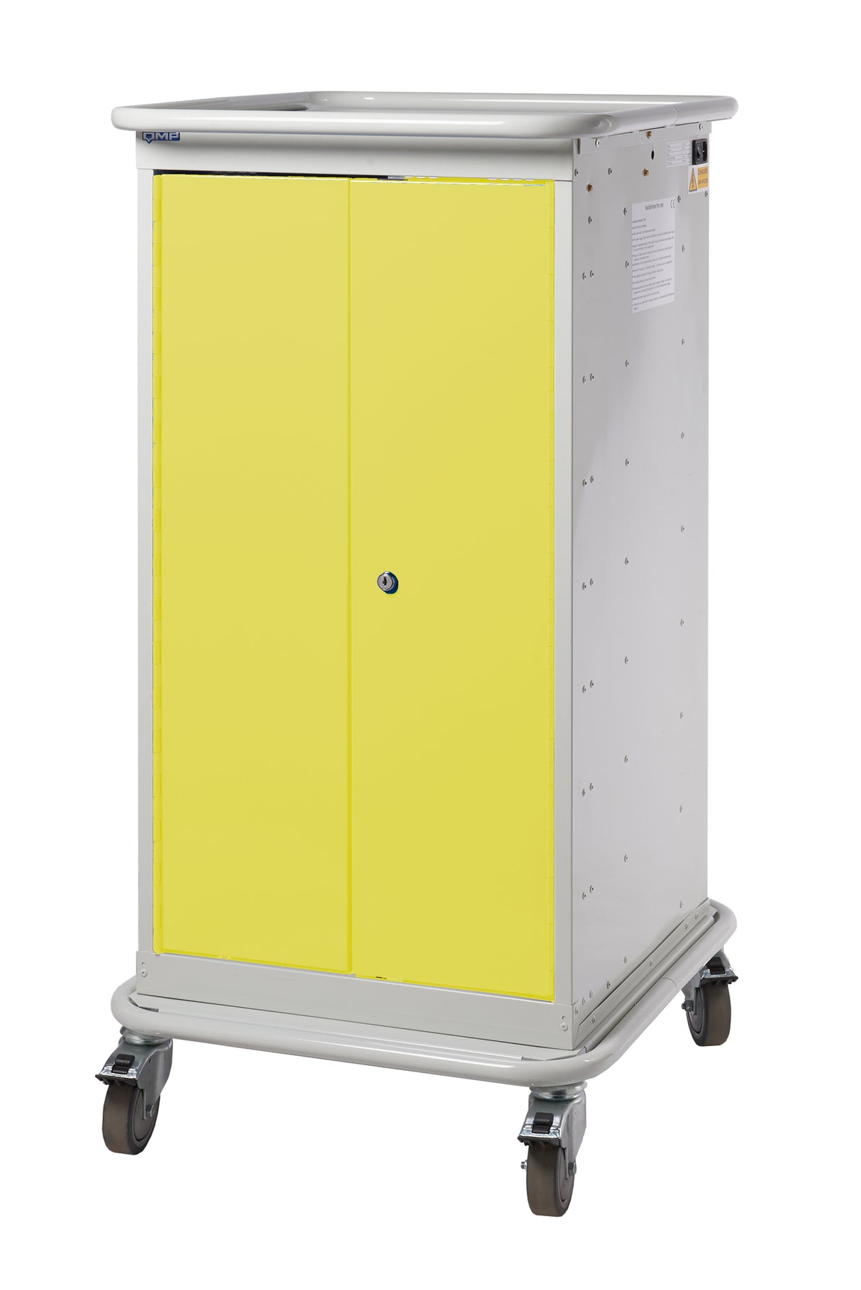 Narrow Aisle Laptop & Tablet Storage Trolleys 1200x525x670 - 8 Tiers, 2 Doors - Yellow