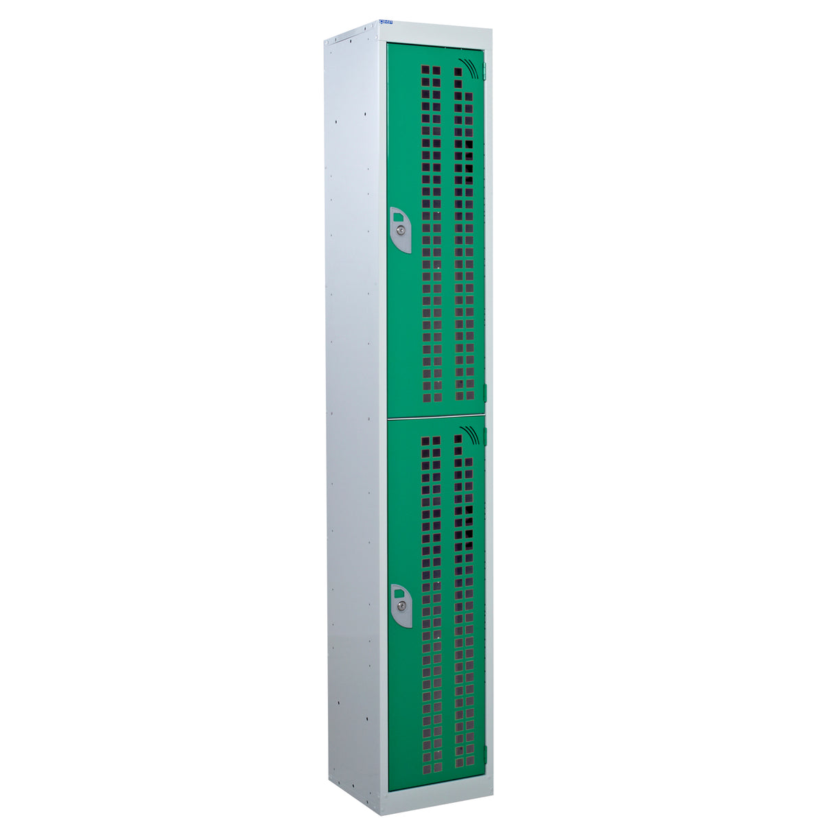 Perforated Door Locker 1800x300x300 - 2 Compartments - Green