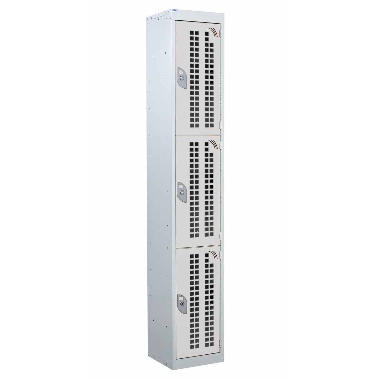 Perforated Door Locker 1800x450x450 - 3 Compartments - Light Grey